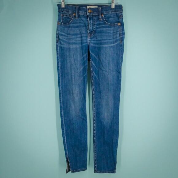 Madewell Size 26 9 Inch High Rise Skinny Bonita Wash Side Slit Slim Skinny Leg C - Picture 1 of 8
